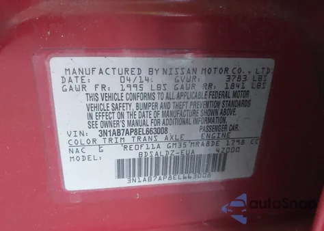 2014 Nissan Sentra Sv z USA, uszkodzony, nr VIN 3N1AB7AP8EL663008